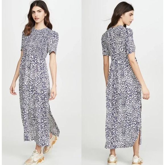 Baum Und Pferdgarten Adamaris Leopard Print Dress Silk Blend  Blue Size 2 - Picture 1 of 10